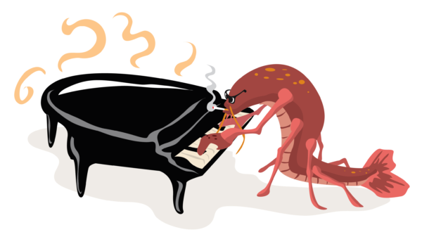 Crawfish Playing Piano Free Vector Clip Art