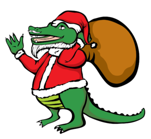 Santa Alligator Vector Clip Art
